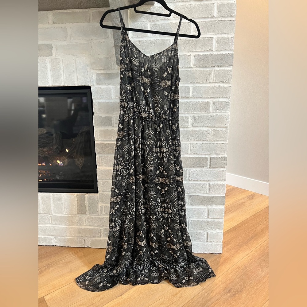 Caslon maxi dress, size 8, black/grey/cream